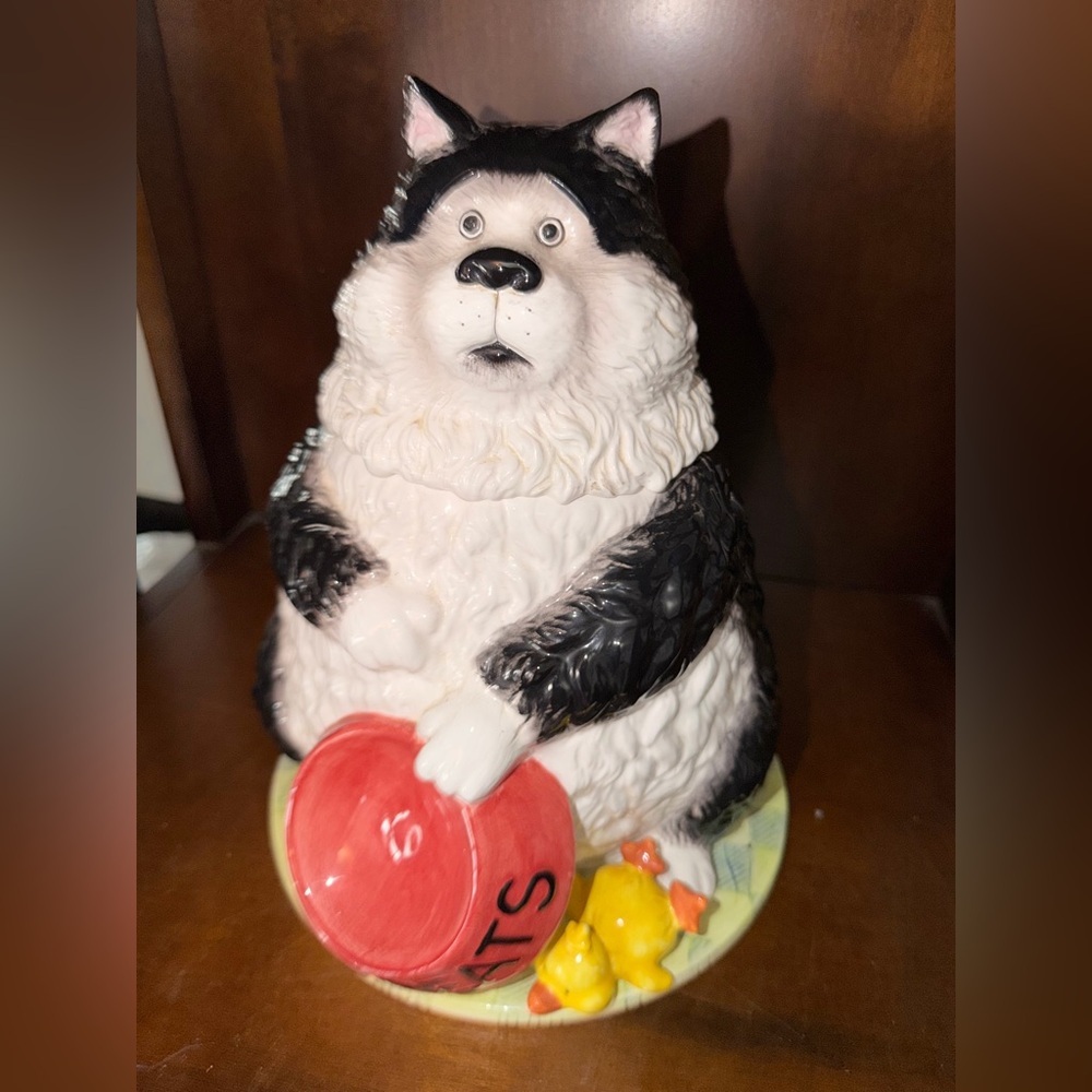 Vintage San Francisco The Cat Musical Cookie Jar with a Treats Bowl